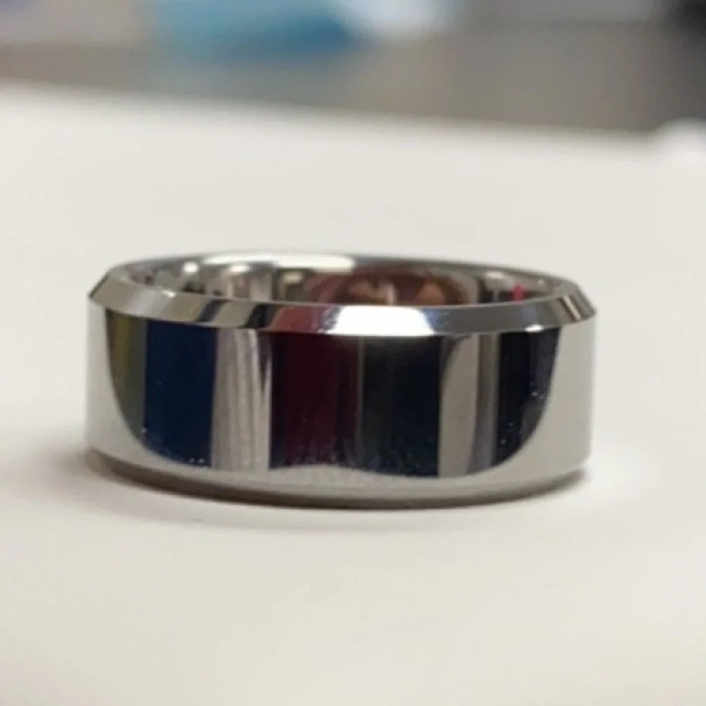 Tungsten Wedding Band Beveled Edges Comfort fit